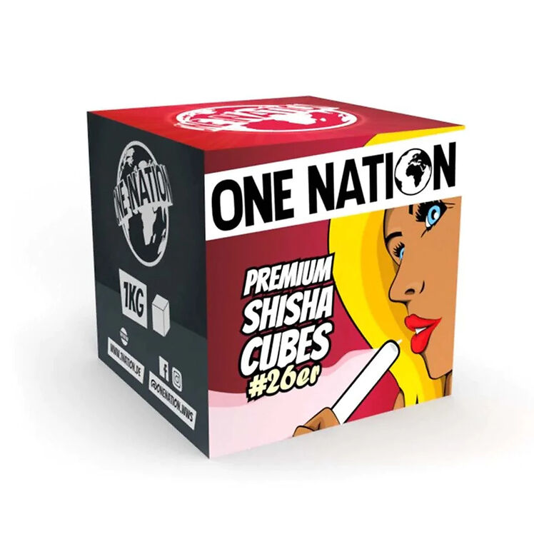 One Nation Shisha Kohle Naturkohle aus Kokosnussschalen 26mm 1kg