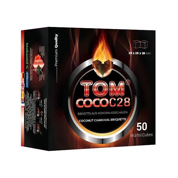 Tom Coco 28er Shisha Kohle Naturkohle aus Kokosnuss 28mm 1kg