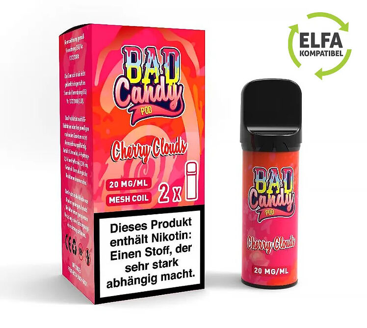 Bad Candy Prefilled Pods 2er Packung Cherry Clouds 20mg Kompatibel mit Elfbar Elfa